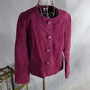 Plum Suede Jacket Chicos Size 1